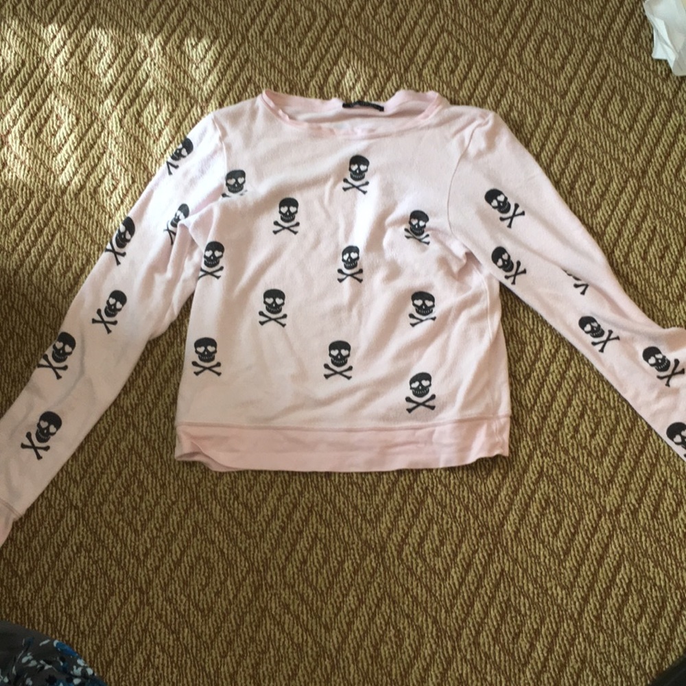 Wildfox pink skull long sleeve size small